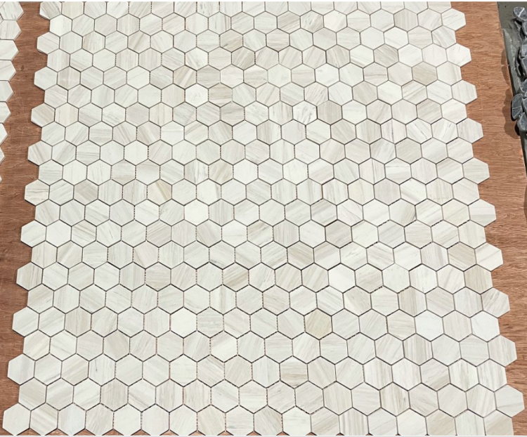Hexagon Wooden White Honed 2 x 2 11.75 x 12